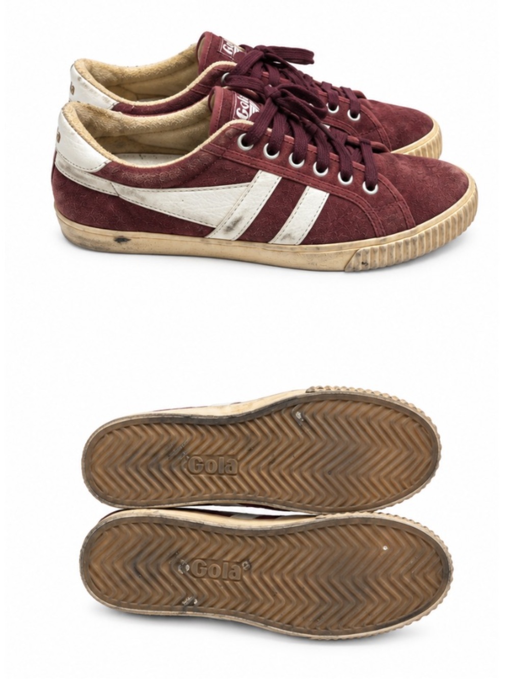 Gola Tennis Mark Cox Suede Sneakers Burgundy Cream Women’s 9 Vintage - Picture 4 of 5